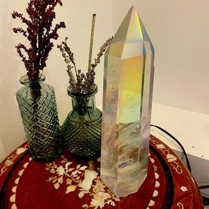 Dichroic glass crystal tower